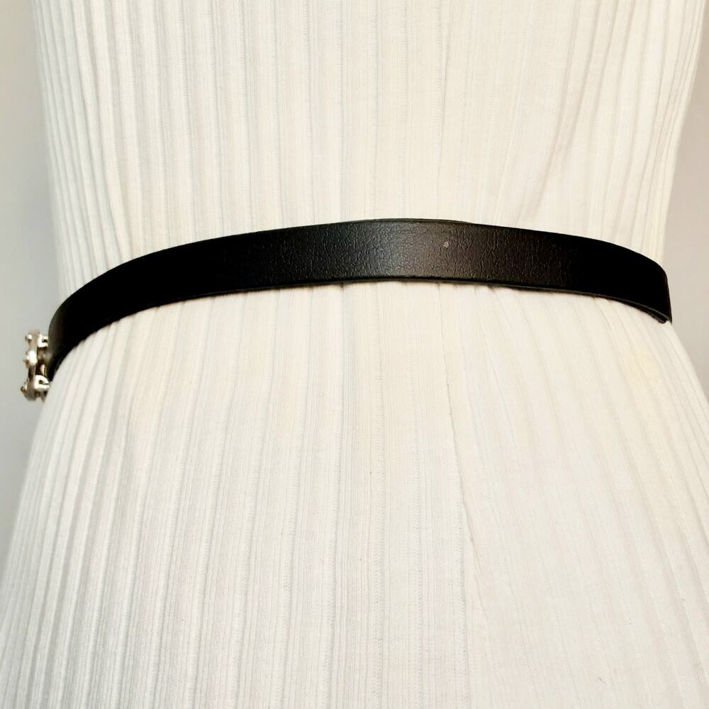 💎Rhinestone Studded Washer Ring Buckle Skinny Belt Adjustable Medium To Small - Picture 3 of 12